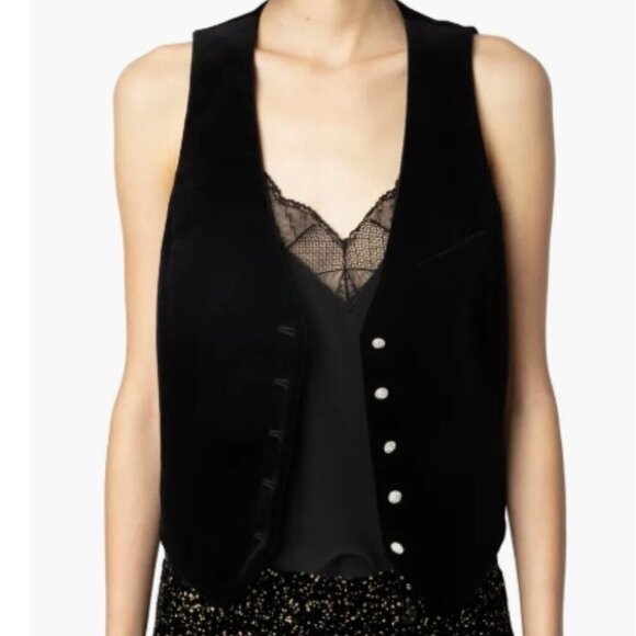 Zadig & Voltaire Jackets & Blazers - Zadig & Voltaire Emaux Velvet Vest – Black (S/36) NWT